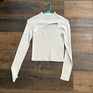White cut out long sleeve shirt